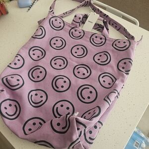 Chic Smiley Lavender Tote Bag